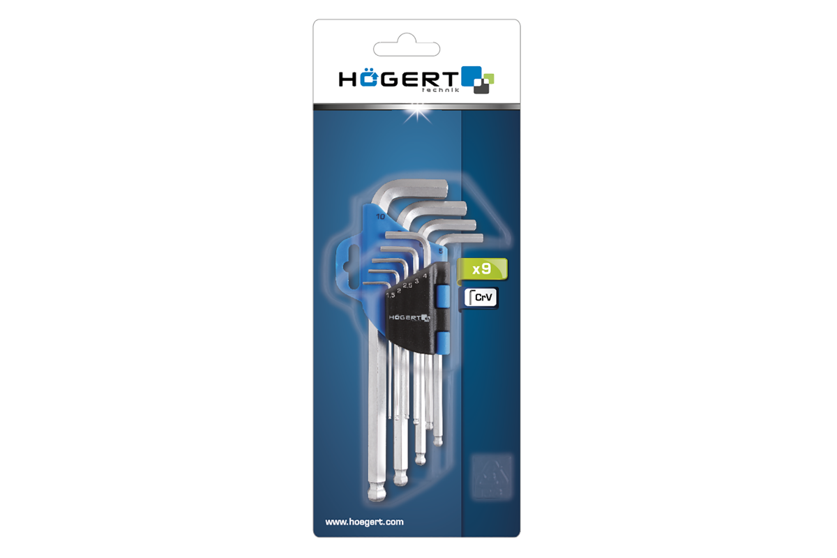 Set imbus ključeva dugi 9-dijeli, s okruglim završetkom, 1.5-10m