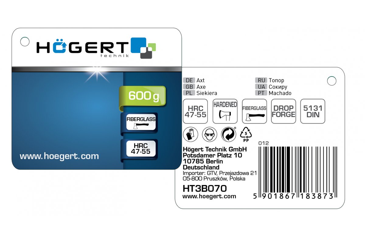 Sjekira, 600 g, HDL fiberglas drška