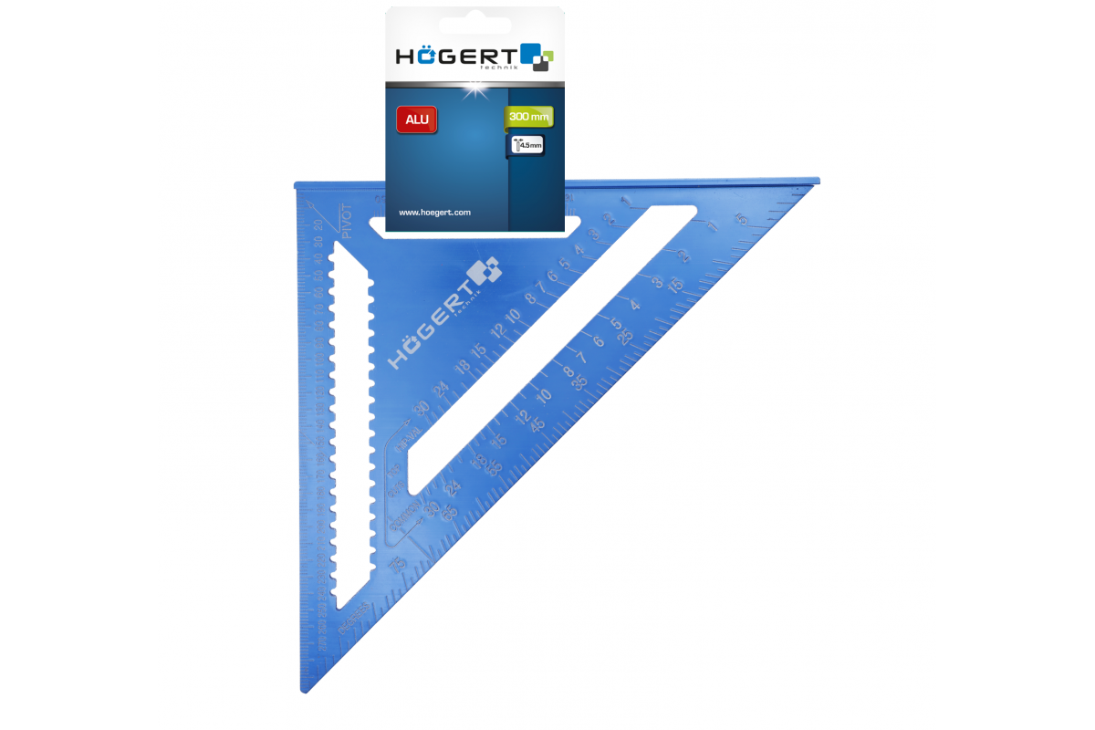 Stolarski trokut, 300 mm, aluminijski, dvostrani